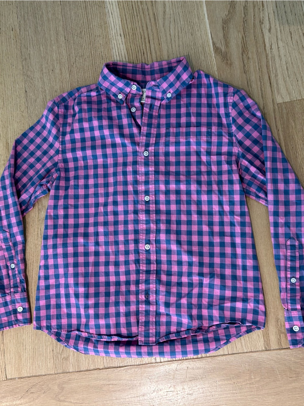 Crewcuts Pink and Navy Gingham Button-Down Shirt
